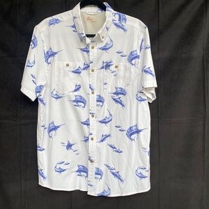 COLEMAN Men’s Button Down Short Sleeved Shirt Marlins Fishing Outdoor Size L